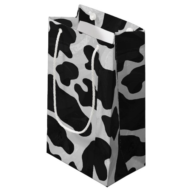 Cow Black and White Print Small Gift Bag (Front Angled)
