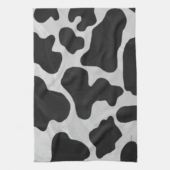 Cow Black and White Print Tea Towel (Vertical)
