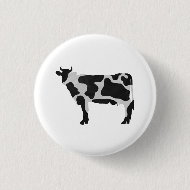 Cow Black and White Silhouette 3 Cm Round Badge (Front)
