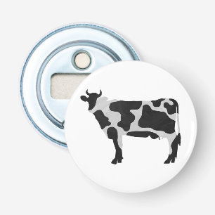 Cow Black and White Silhouette Bottle Opener
