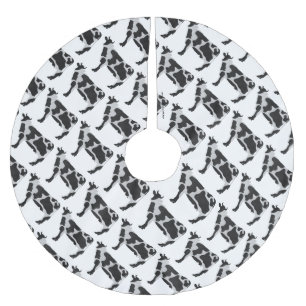 Cow Black and White Silhouette Brushed Polyester Tree Skirt