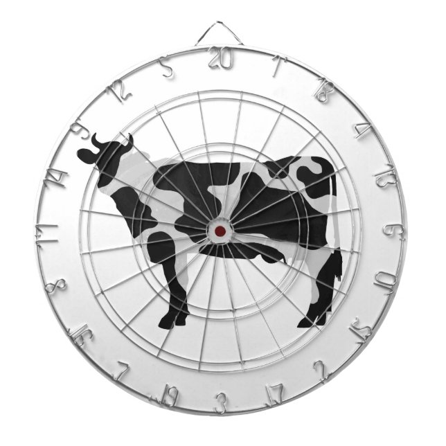 Cow Black and White Silhouette Dartboard (Front)