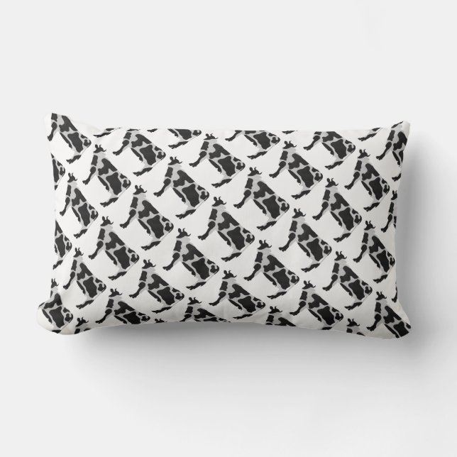 Cow Black and White Silhouette Lumbar Cushion (Front)