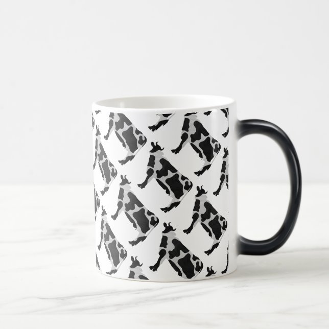 Cow Black and White Silhouette Magic Mug (Right)