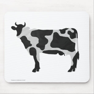 Cow Black and White Silhouette Mouse Mat