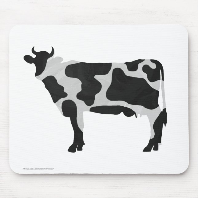 Cow Black and White Silhouette Mouse Mat (Front)