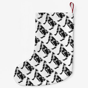 Cow Black and White Silhouette Small Christmas Stocking