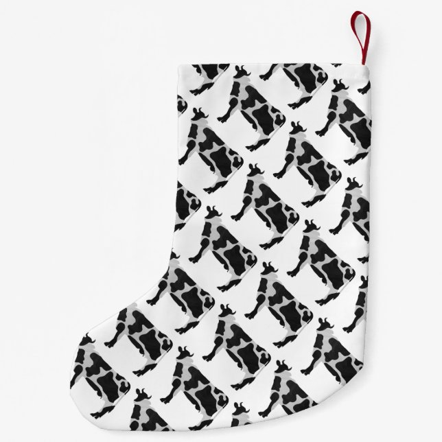 Cow Black and White Silhouette Small Christmas Stocking (Back)