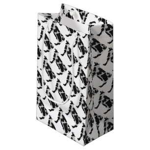 Cow Black and White Silhouette Small Gift Bag