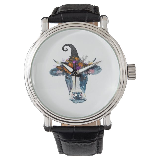 Cow Black White Halloween Witch Watch (Front)