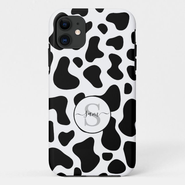 Cow Black White patch's Monogram   Case-Mate iPhon iPhone Case (Back)
