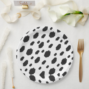Cow Black White Spots Fur Paper Plate