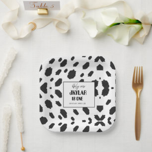 Cow Black White Spots Fur Paper Plate