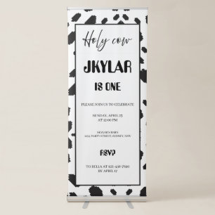 Cow Black White Spots Fur Retractable Banner