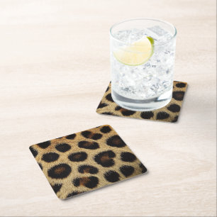Cow Black White Spots Fur Square Paper Coaster