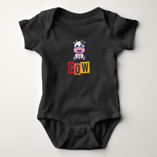 Cow blk baby bodysuit