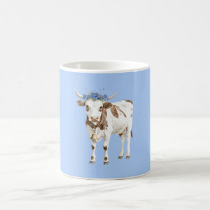 Cow Blue Flowers Coffee Mug