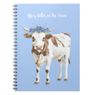 Cow Blue Flowers Notebook