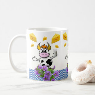 Cow Blue Plaid Cheese Floral Mug