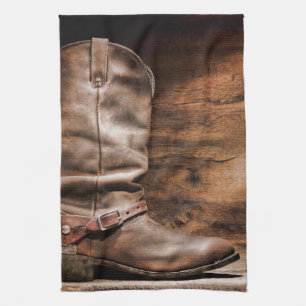 Cow Boy Boots Spur Country Rope Kitchen Dish Towel