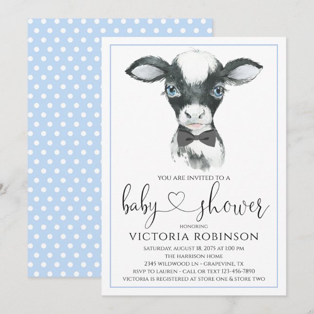 Cow Boy Farm Baby Shower Invitations (Front/Back)