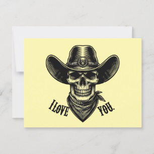 Cow Boy Western Halloween Ghost I Love You Postcard