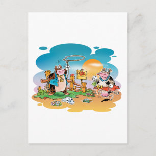 Cow-boys and Cow-girls Postcard