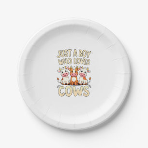 Cow _ Boys & Toddler, Just A Boy Who Loves Cows, C Paper Plate
