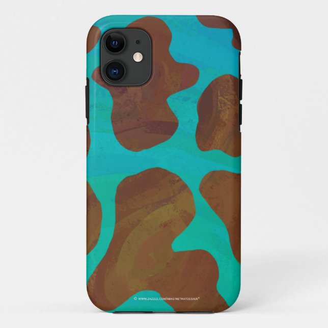 Cow Brown and Teal Print Case-Mate iPhone Case (Back)