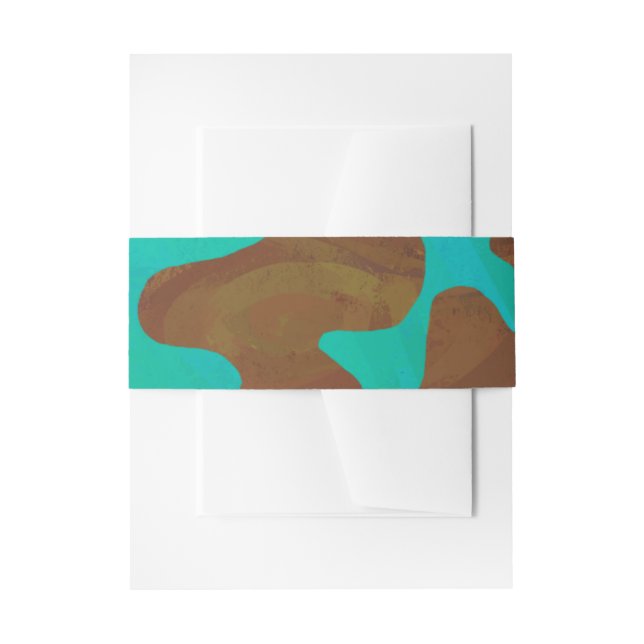 Cow Brown and Teal Print Invitation Belly Band (Front Example)