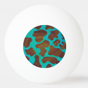 Cow Brown and Teal Print Ping Pong Ball