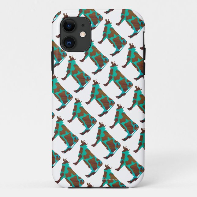 Cow Brown and Teal Silhouette Case-Mate iPhone Case (Back)