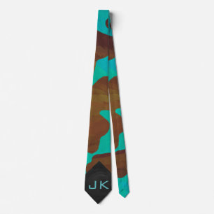 Cow Brown and Teal Tie