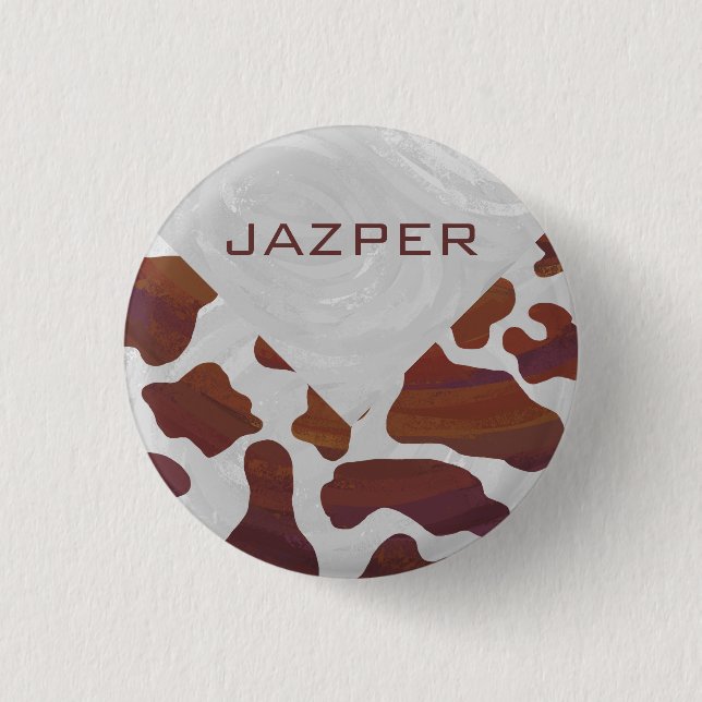 Cow Brown and White Monogram 3 Cm Round Badge (Front)