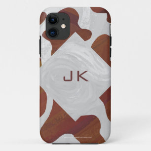 Cow Brown and White Monogram iPhone 11 Case