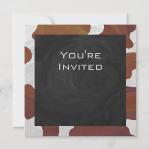 Cow Brown and White Monogram Invitation