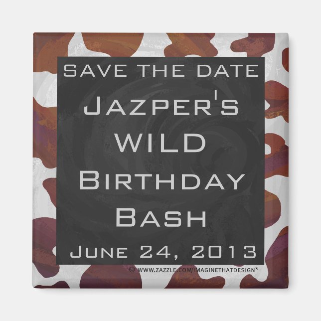 Cow Brown and White Monogram Magnet (Front)