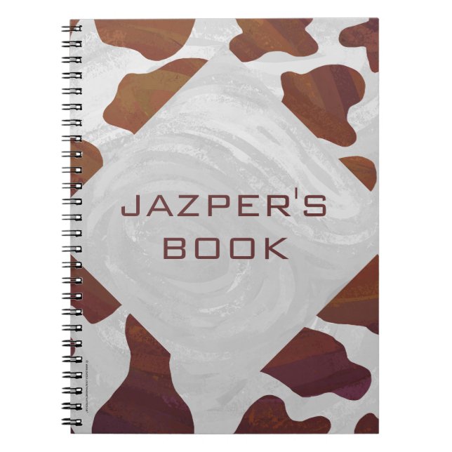Cow Brown and White Monogram Notebook (Front)