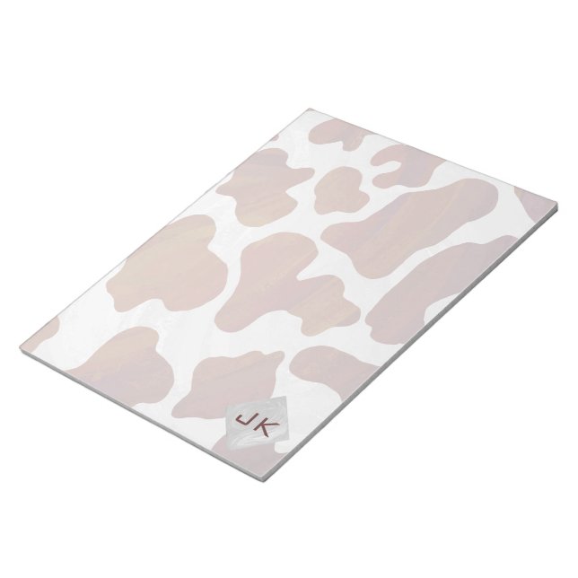 Cow Brown and White Monogram Notepad (Angled)