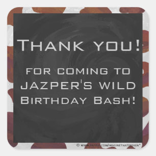 Cow Brown and White Monogram Square Sticker