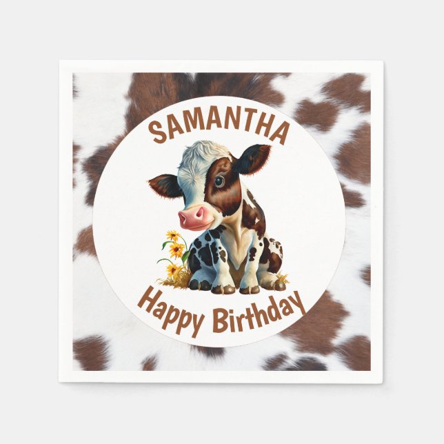 Cow Brown and White Napkin (Front)