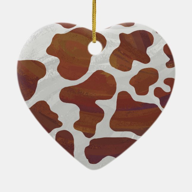 Cow Brown and White Print Ceramic Tree Decoration (Back)