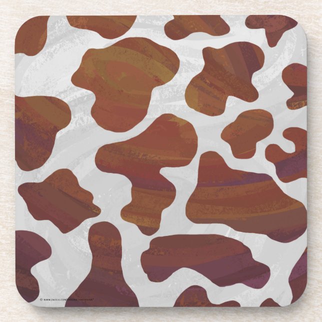 Cow Brown and White Print Coaster (Front)