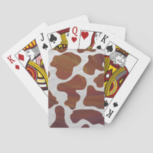 Cow Brown and White Print Playing Cards