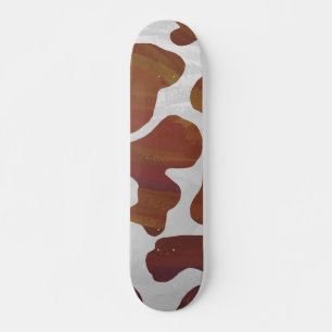 Cow Brown and White Print Skateboard
