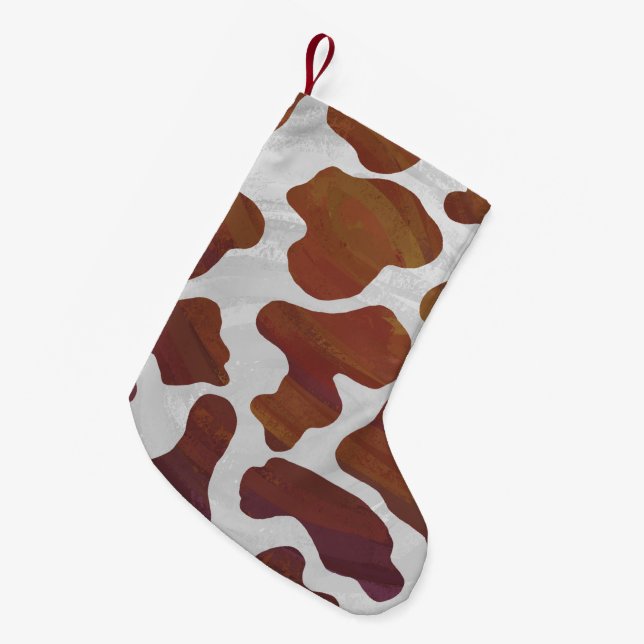 Cow Brown and White Print Small Christmas Stocking (Front (Hanging))