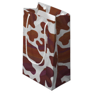 Cow Brown and White Print Small Gift Bag