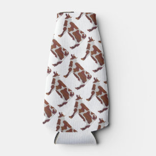 Cow Brown and White Silhouette Bottle Cooler