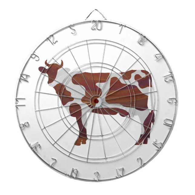 Cow Brown and White Silhouette Dartboard (Front)