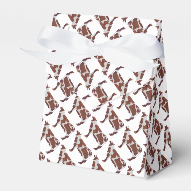 Cow Brown and White Silhouette Favour Box (Front Side)
